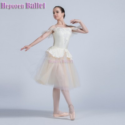Adult Ballet Skirt Performance Professional Stage Costume Ivory Color Children's Pettiskirt Gauze Skirt Long Skirt Ballet Dress